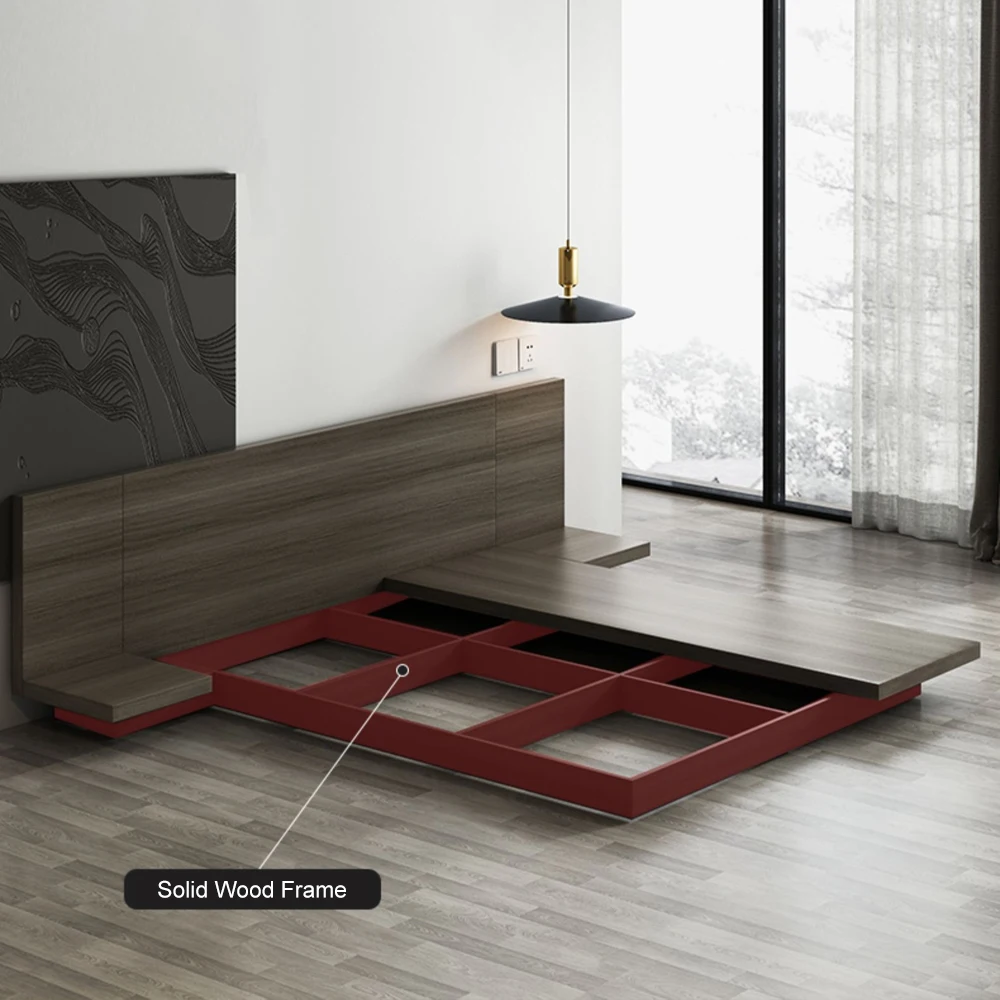 Estrutura de Cama Flutuante, Plataforma Baixa Preta, Mobiliário de Quarto  Tamanho Queen King, image size:1000x1000