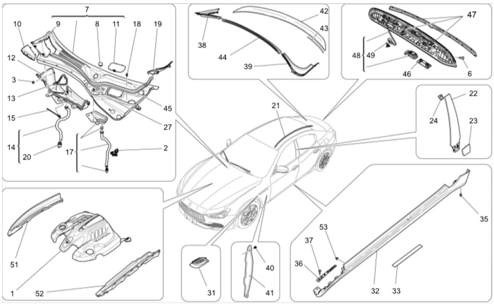 Hot Sell Auto Body Parts Left Right Side Skirt For Maserati Ghibli 2013 2025 673002659 673002660 manufacture
