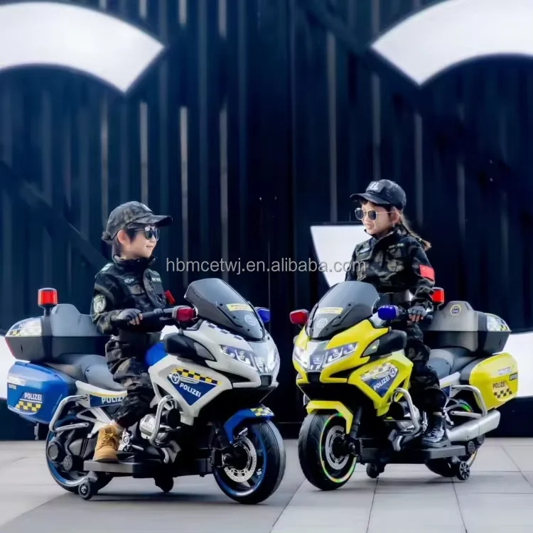 ライトホイール付き子供用ビッグサイズ子供用電動バイク警察