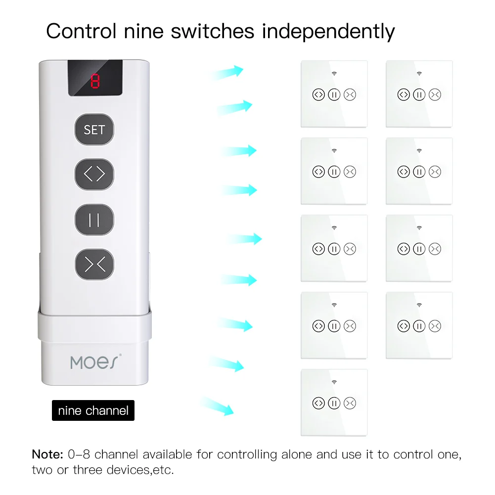 9 or 1 Channels RF433 Remote Controller for Controlling WiFi Curtain Switch RF Roller Blinds Module Curtain Accessories Emitter