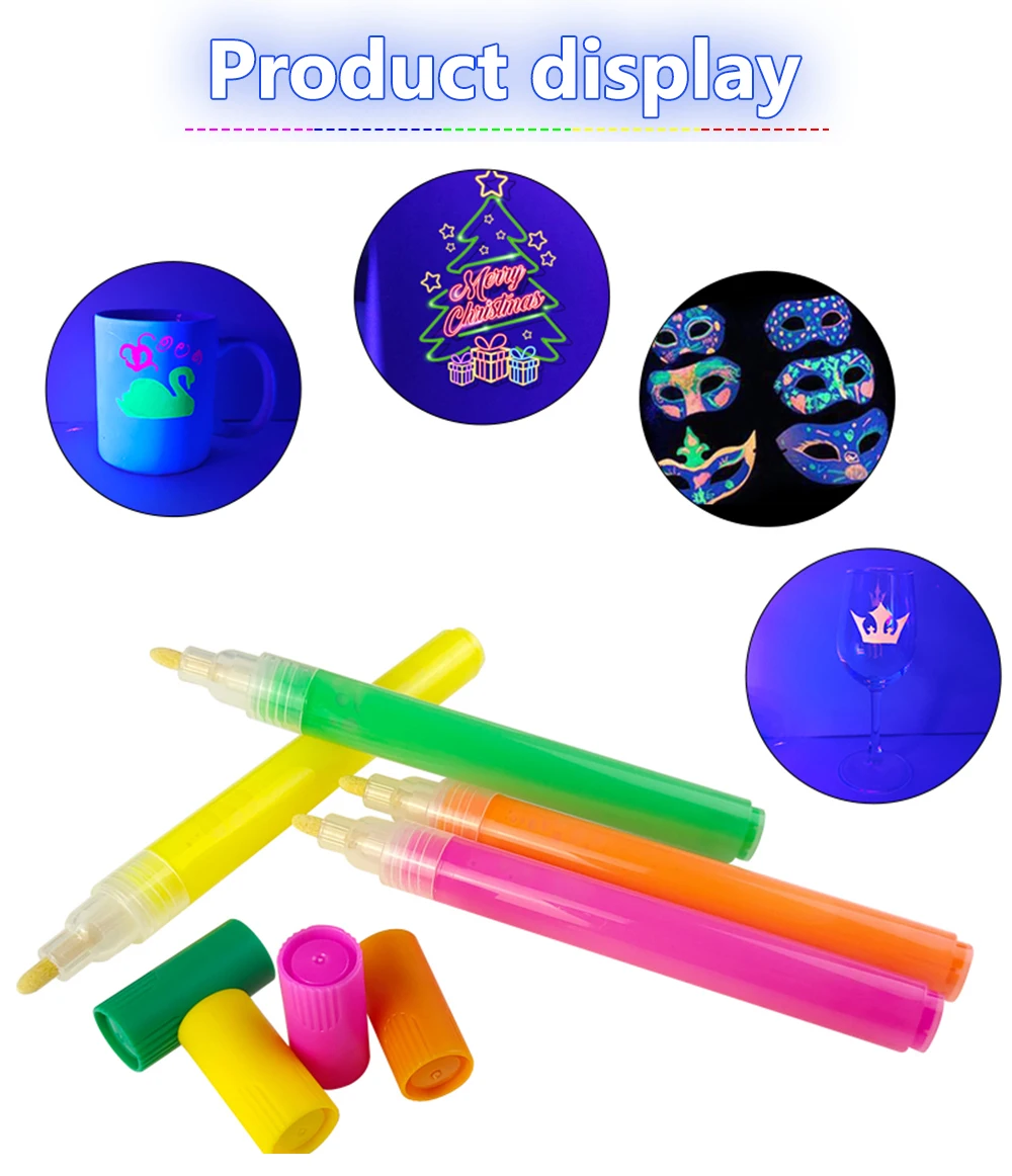 Neon UV Fluorescent Acrylic Paint Pens, Double Pack of Both Extra Fine and  Medium Tip Paint Markers, for Rock Painting, Mug, Ceramic, Glass, and More,  Water Based Non-Toxic and No Odor