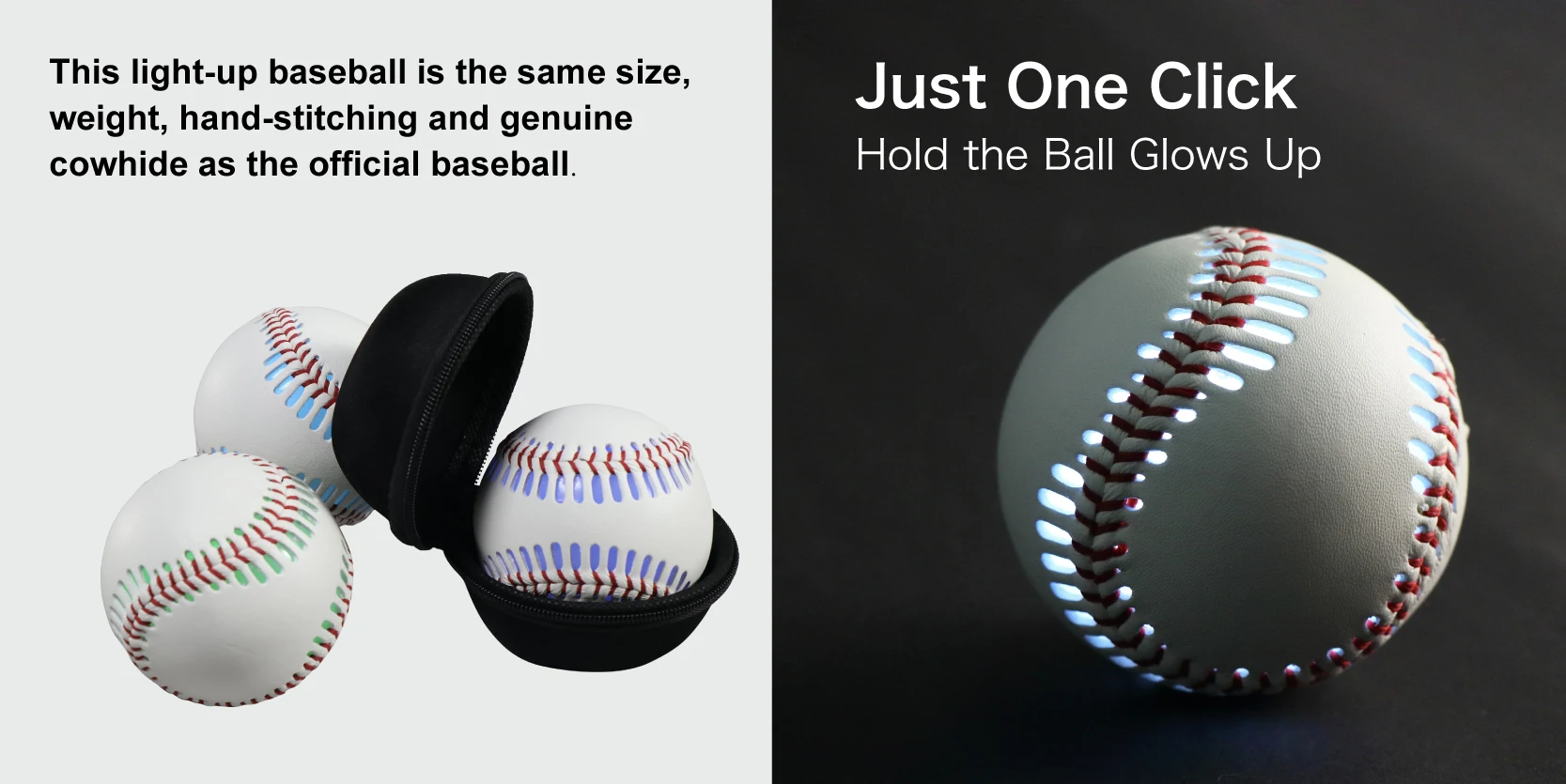 Rechargeable Battery Glow In Dark Baseball Led Light Up Baseballs Balls