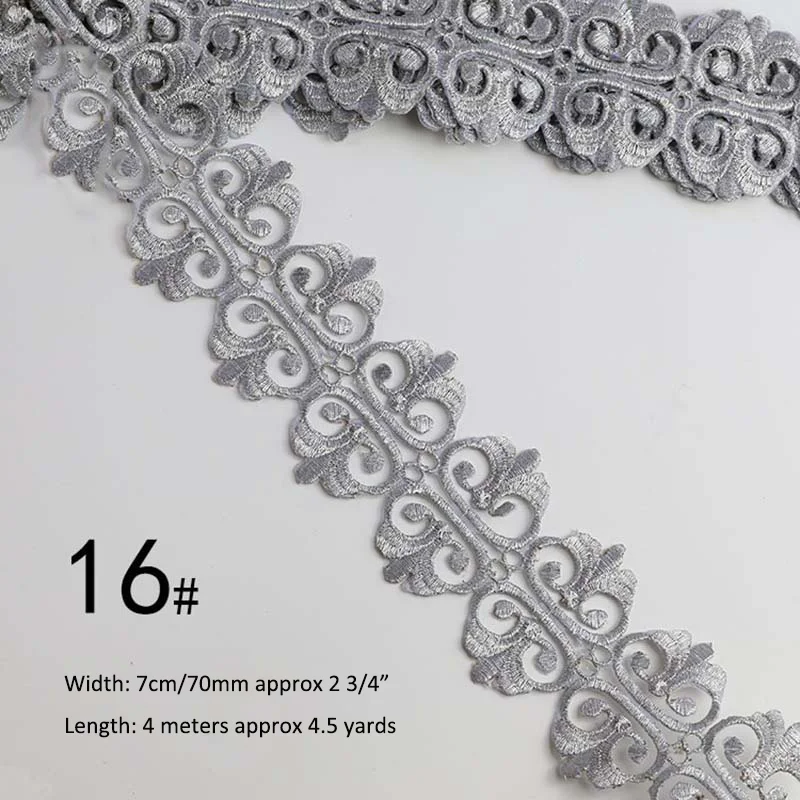 Nastro in Pizzo con Ricamo Pesante in Filo d'Oro e d'Argento Lucido Fai da Te per Abbellire Capi di Abbigliamento Etnici Costumi e Tessuti Bordure Termoadesive