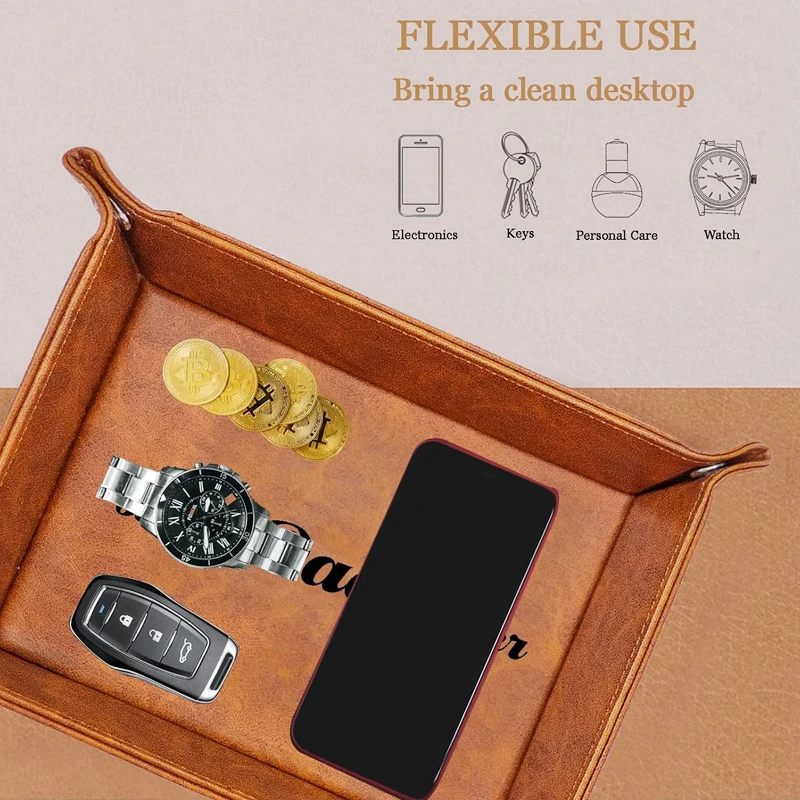 Подарки лучший из искусственной кожи поднос и брелок для ключей мужа от жены Рождественский кожаный Органайзер стола на заказ