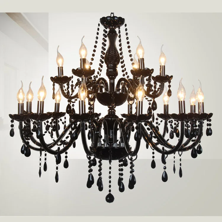 European Black Crystal Chandelier Modern Simple Living Room Bedroom ...