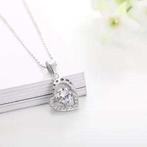 Personalized Fancy Jewelry 925 Sterling Silver Pendants 3A Cubic Zirconia Rhodium Plated Love Heart Custom Pendant