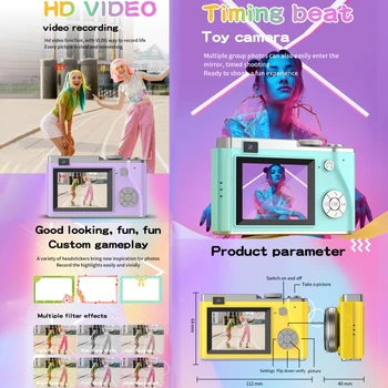 LK003 Thermal Print Camera Toys Girls Toddler Children's Digital Camera Cute Cartoon HD Instant Printer Mini CMOS MicroSD product image