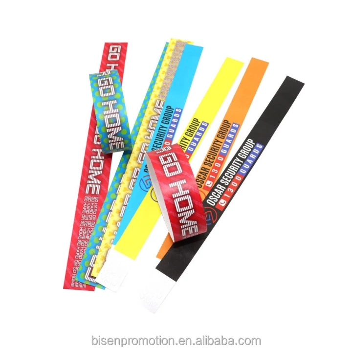 Custom Logo RFID Waterproof Disposable Ticket QR Code Wristband One Time Use Tyvek Festival Digital Printing Paper Event