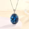 Blue pointed crystal pendant with chain