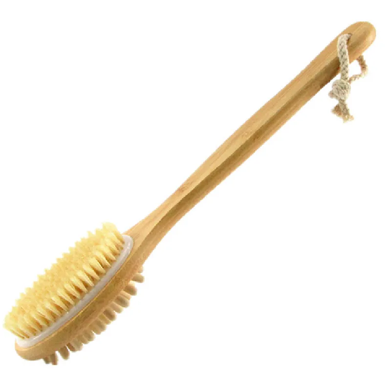 Bath body brush natural bristles exfoliating body brush effective for wet and dry body brushing long