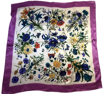 100% Silk Custom Print Satin Scarf for women
