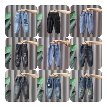 Low direct sales new design cool children's clothing large pocket denim material soft and fashionable children's pants