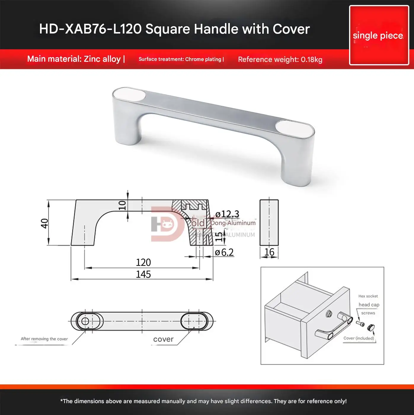 150  zinc alloy square handle with cover for door  window beveled handle-21