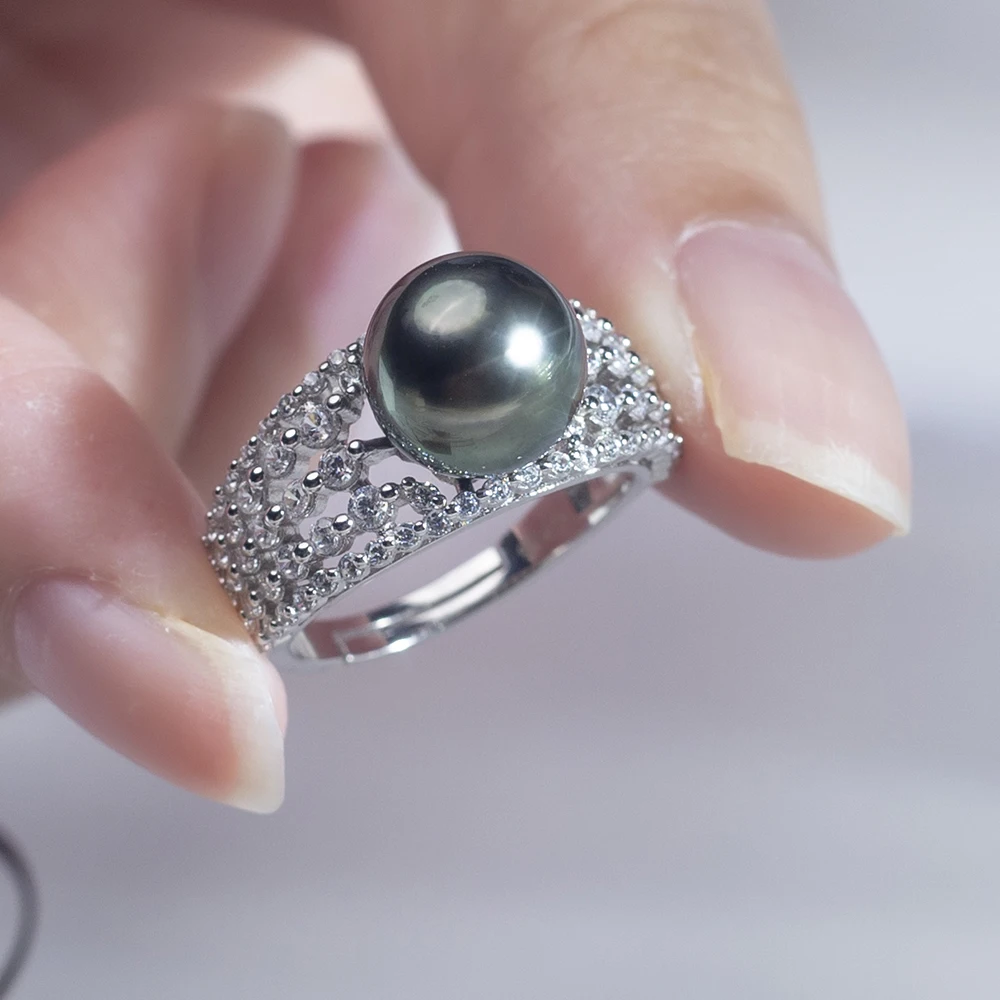 Personalized 925 Sterling Silver Women's Tahitian Pearl Ring Oem