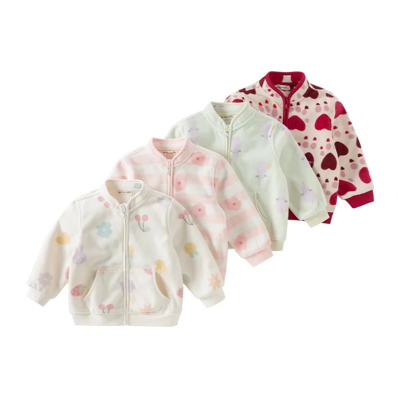 DB396-BB DAVE BELLA Girl's Fashion Style Fleece Coat Autumn Apparel  Children Children Baby Scratching Velvet for Baby