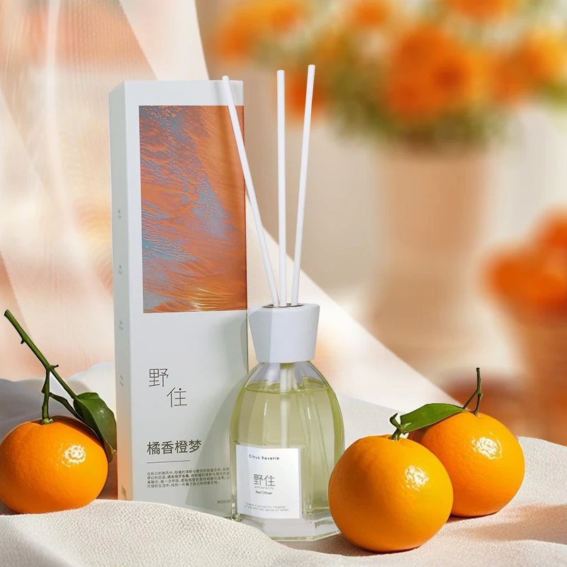 Fully Customizable Reed Diffuser Orange Ocean Flowery Flavor Essential Oil Fragrance Diffuser Household Decoration