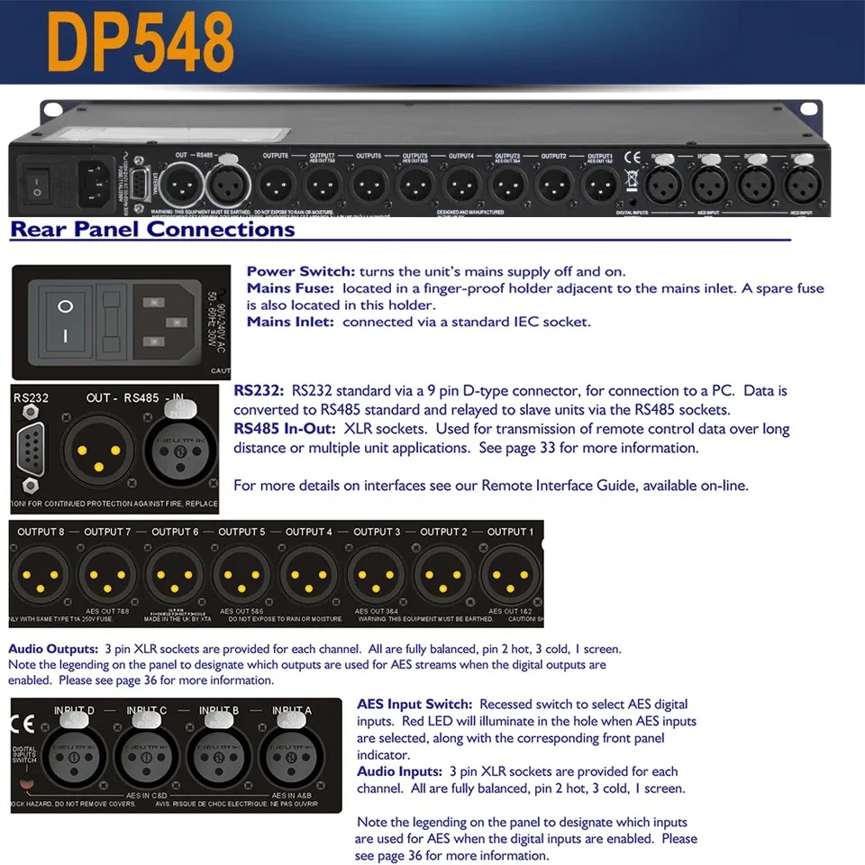 Paulkitson XTA DP548 Multi-Effect Audio Digital Processor Metal
