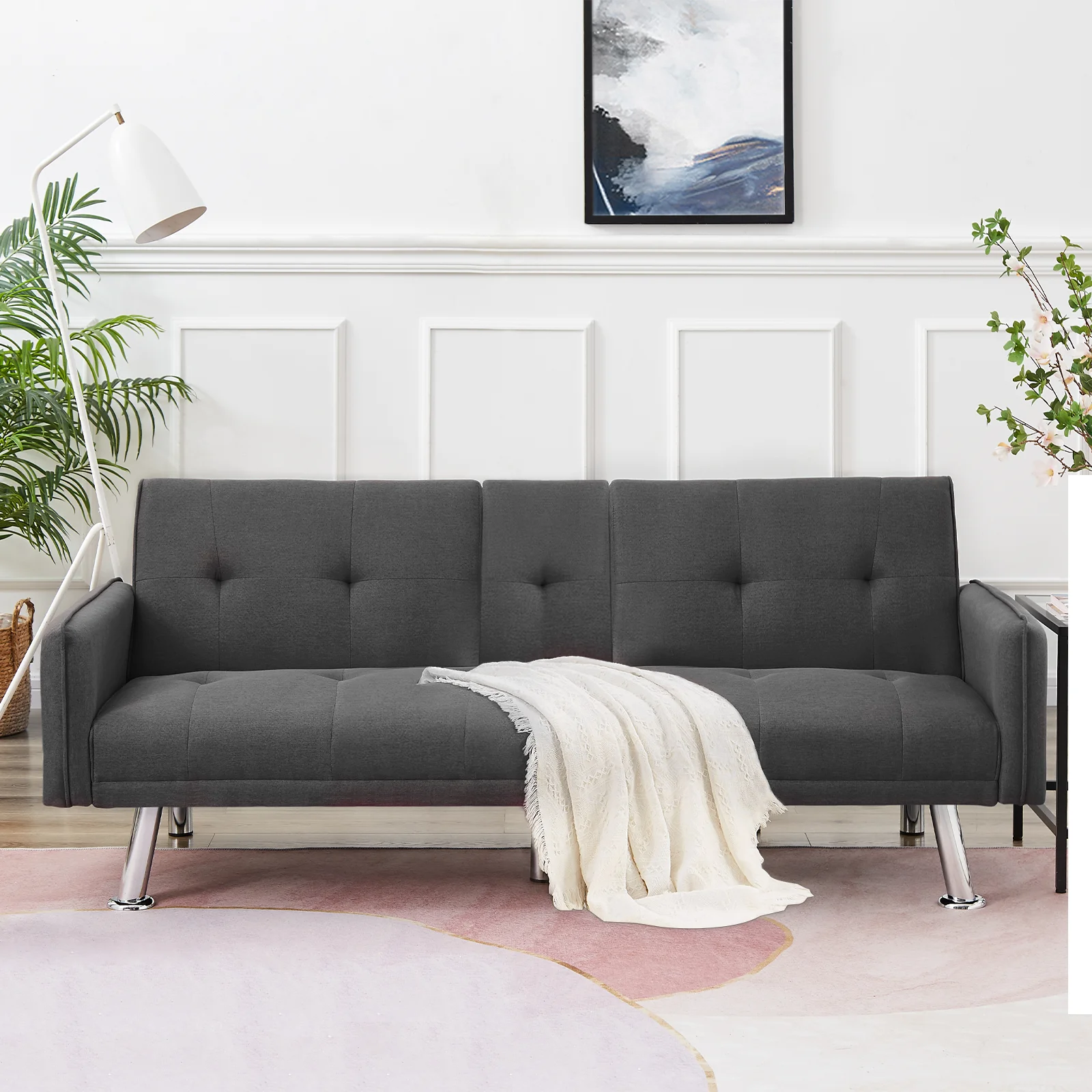 Divano letto pieghevole, poltrona letto trasformabile, divano moderno da pavimento e futon per soggiorno/ufficio domestico/letti per gli ospiti/appartamento/soppalco al piano superiore (colore: cachi
