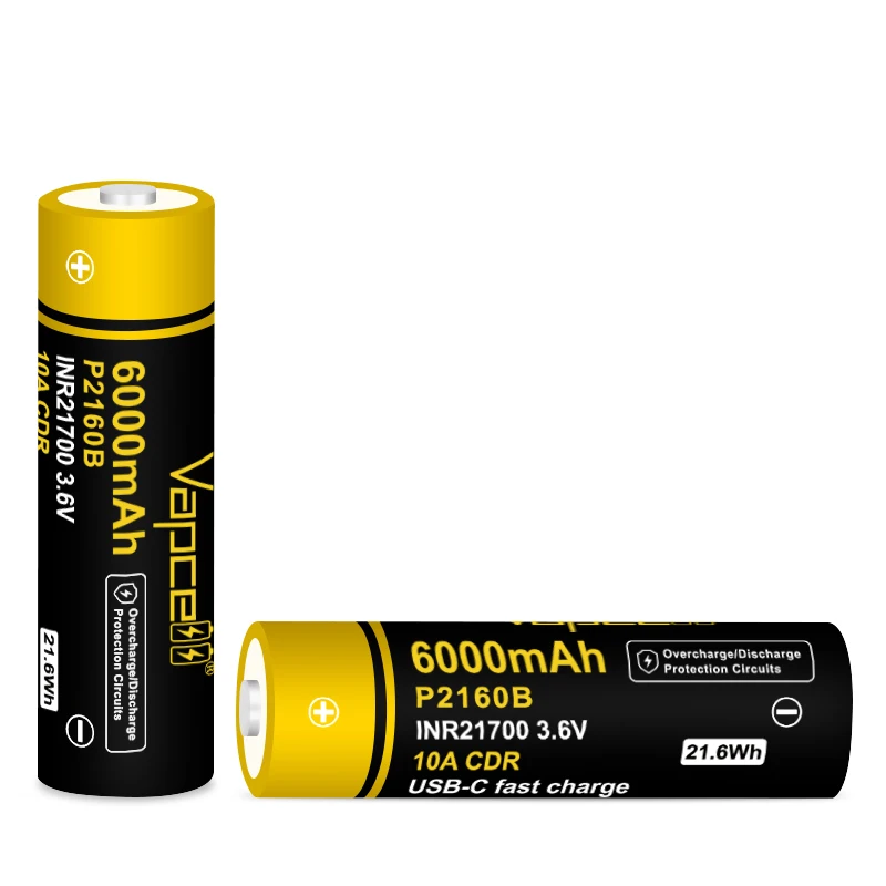 Portable Power Bank Vapcell P2160B 21700 6000mah 10A with Typc-c and Protected in Anode Battery for Flashlight Portable Power Bank Vapcell P2160B 21700 6000mah 10A with Typc-c and Protected in Anode Battery for Flashlight