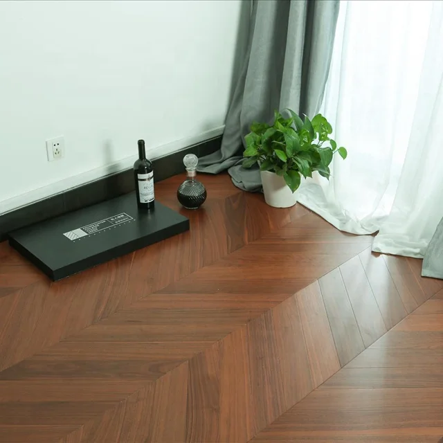 Modern Multilayer Herringbone Oak Wooden Parquet Flooring for Living Room Engineered with Brushed Technics for Indoor Use