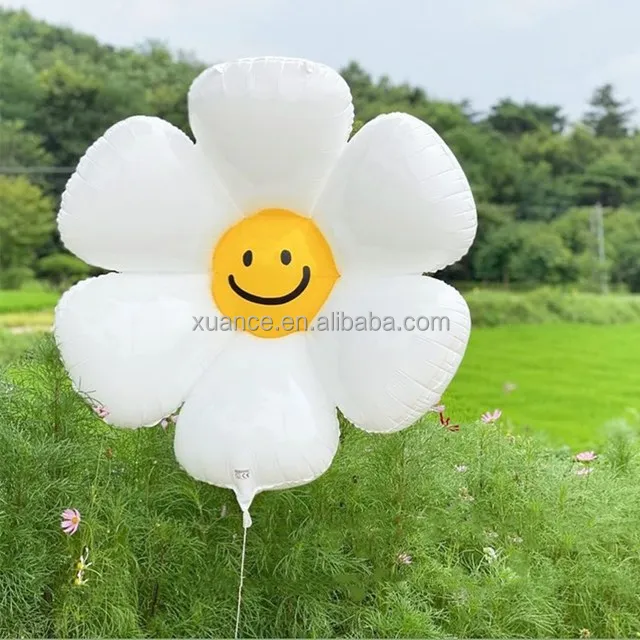 White Daisy Flower Helium Balloon - Perfect for Weddings, Birthdays ...
