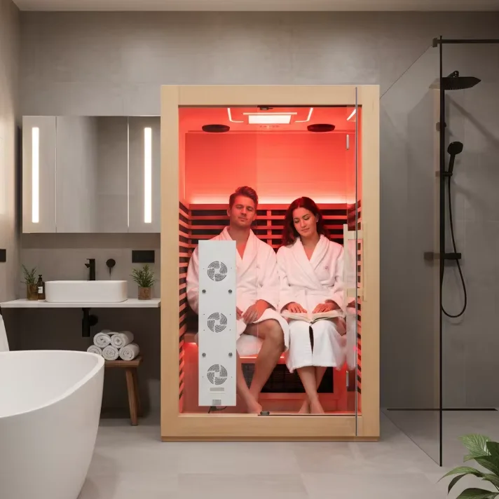 2025 Low EMF Mica Heater  Infrared Sauna Room for 2 Person with Remote App Controller for Pre-heating  Red Light Therapy Lamps
