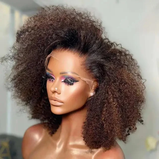 Afro Kinky Curly Lace Closure Wig - Honey Blonde Ombre  display picture 3