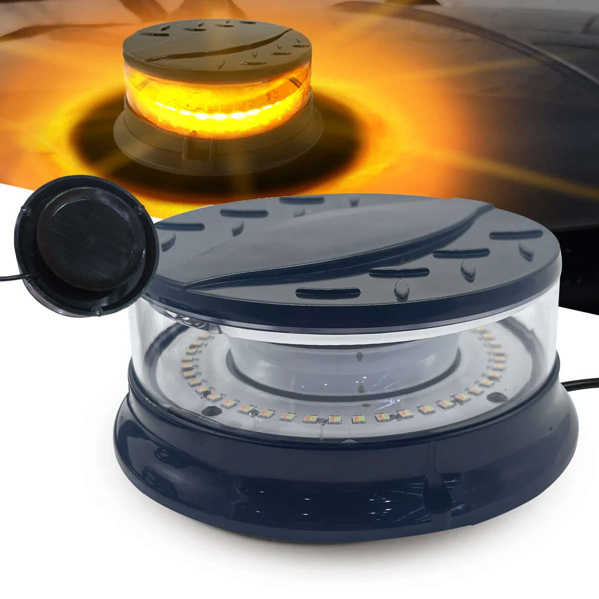 High-Brightness LED Yellow Strobe Light Strong Magnetic Base 12-24V Warning  Flashing New for Truck Ceilings Cars Vehicles, image size:1200x1200
