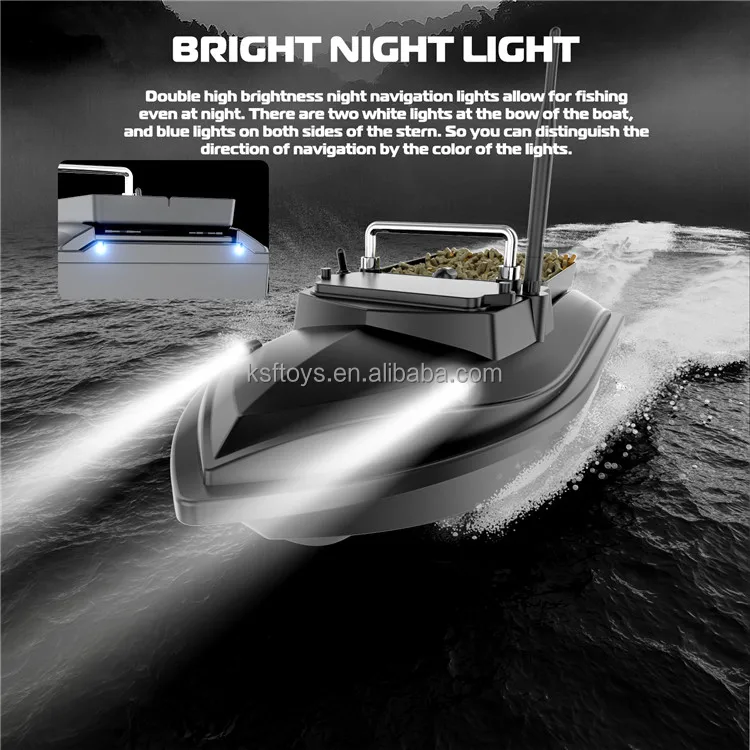 Flytec V050 RC Fishing Bait Boat With 4 LED Lights Wireless Dual Power Supply 500M Fixed Speed Cruise Fish Feeder For Fishing