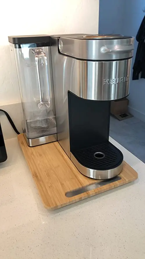 Bamboo Under Cabinet Sliding Tray with Smooth Rolling Wheels Countertop Kitchen Appliances Storage Holder for Coffee Maker