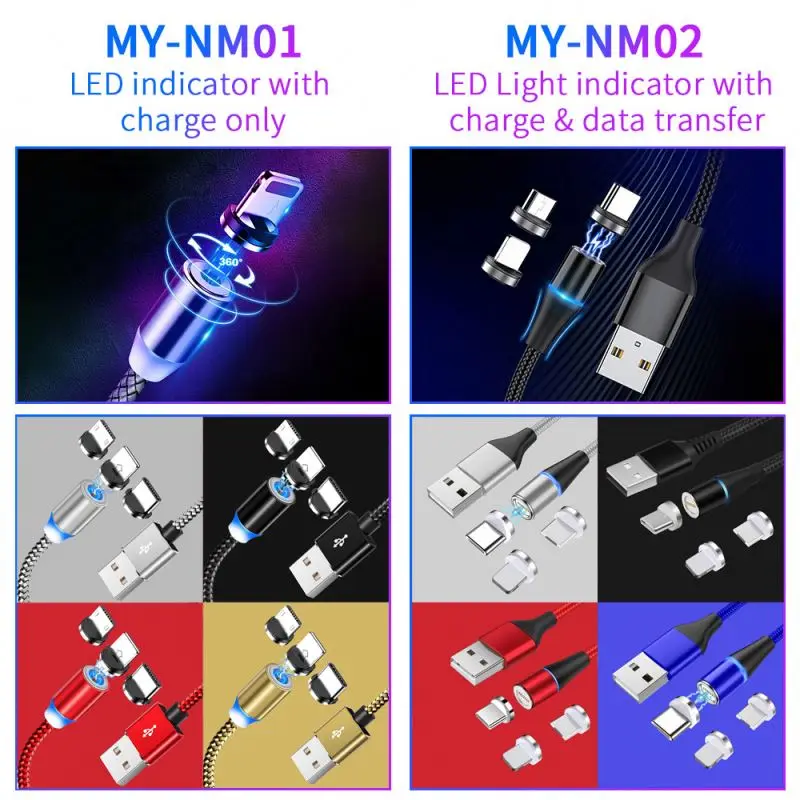 Бесплатный образец продукции, нейлоновый плетеный 3 в 1 USB-кабель зарядного устройства с магнитами