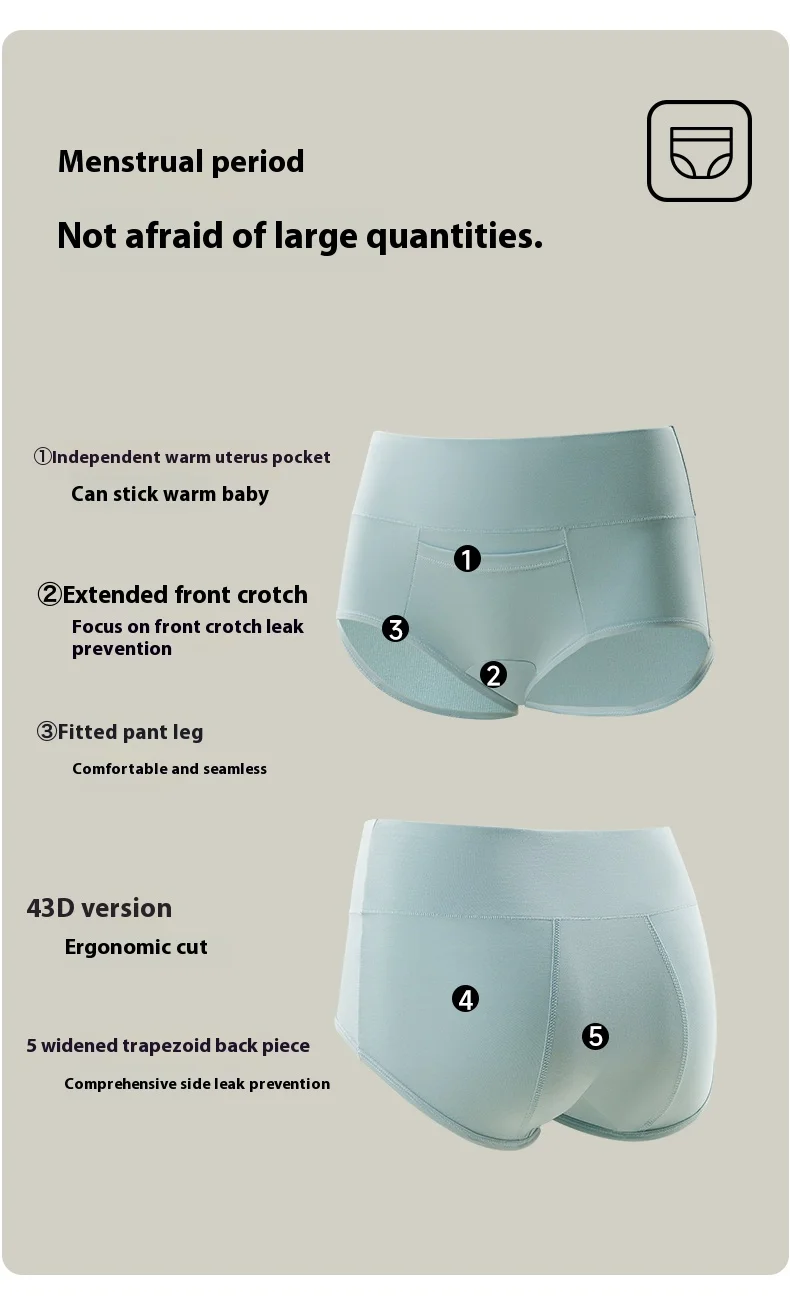 Hot Sale Women's Period Underwear High Rise LeakProof Cotton-Comfortable Menstrual Panties for Overnight Protection