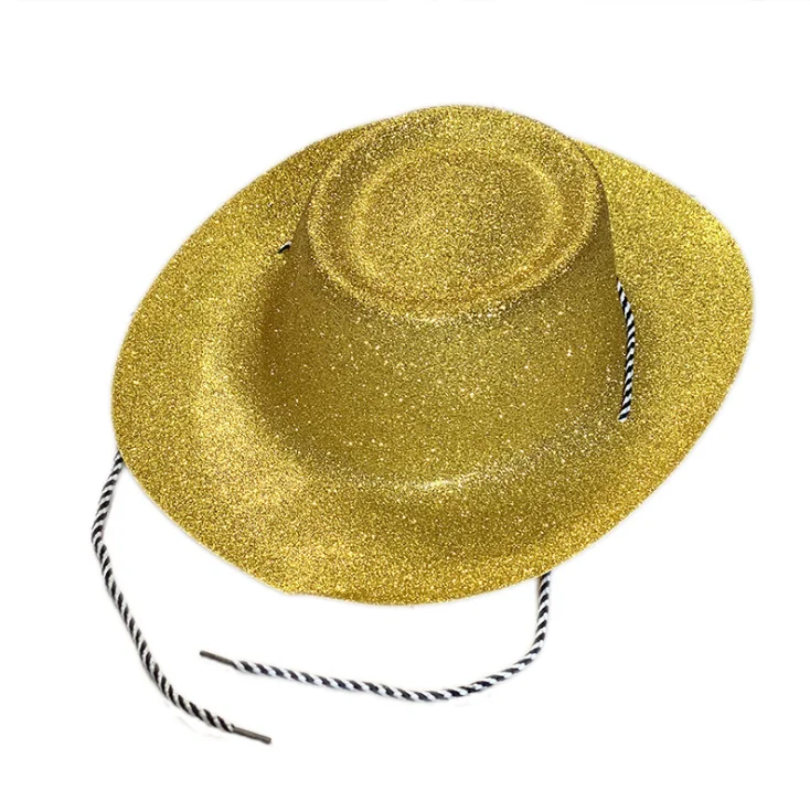 Gold Glitter Mini Cowboy Hat 4in x 2in