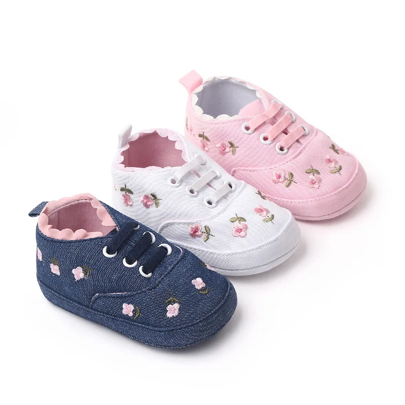 2025 Fancy Baby Girls' Shoes Beautiful Little Flower Embroidery Fashionable Lace for All Summer Autumn Winter Walking