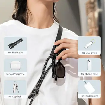For SMALLRIG Adjustable Neck Crossbody Lanyard Leather & Nylon Phone Shoulder Strap with Built-in Hook Compatible All detail image