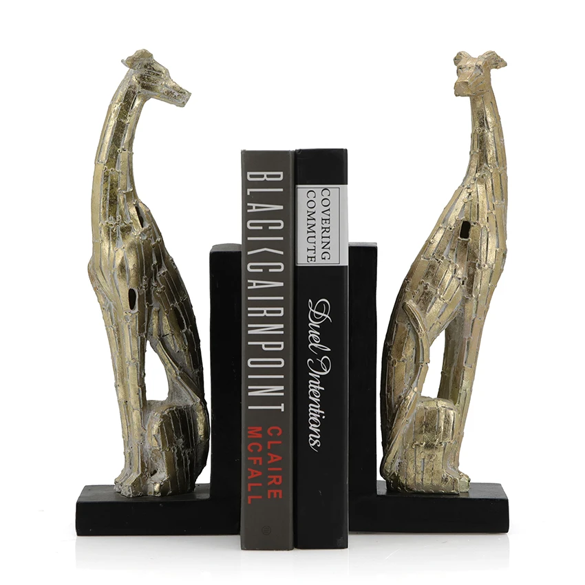 Gold modern cute dog bookends for shelf home decoration supplier