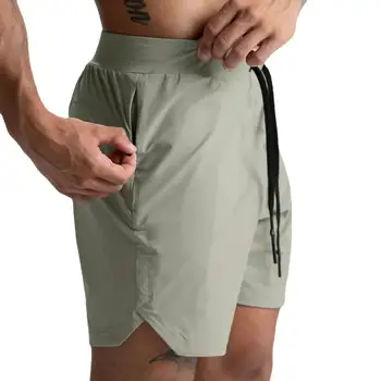 European American Men's Gym Shorts Quick-Drying 100% Polyester Mid Four-Sided Elastic Loose Fit for Summer Beach Basketball