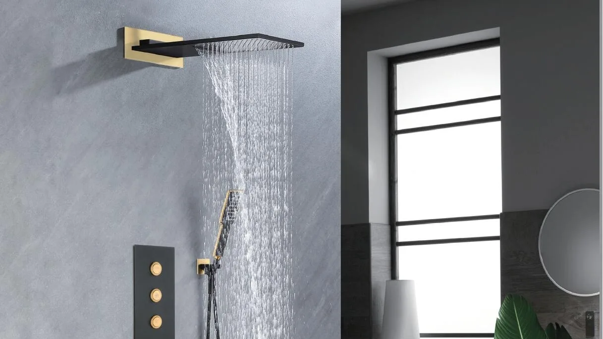 In Wall Push Button Thermostatic Control Valve Shower System Set With