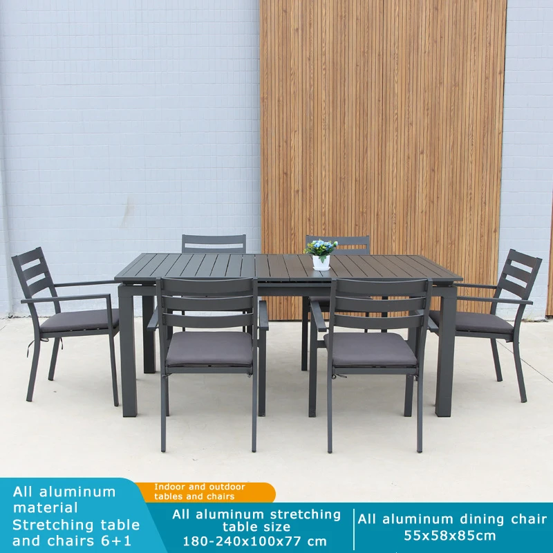 European Black Style Modern Luxury Dining Table Sets Alum Party Patio