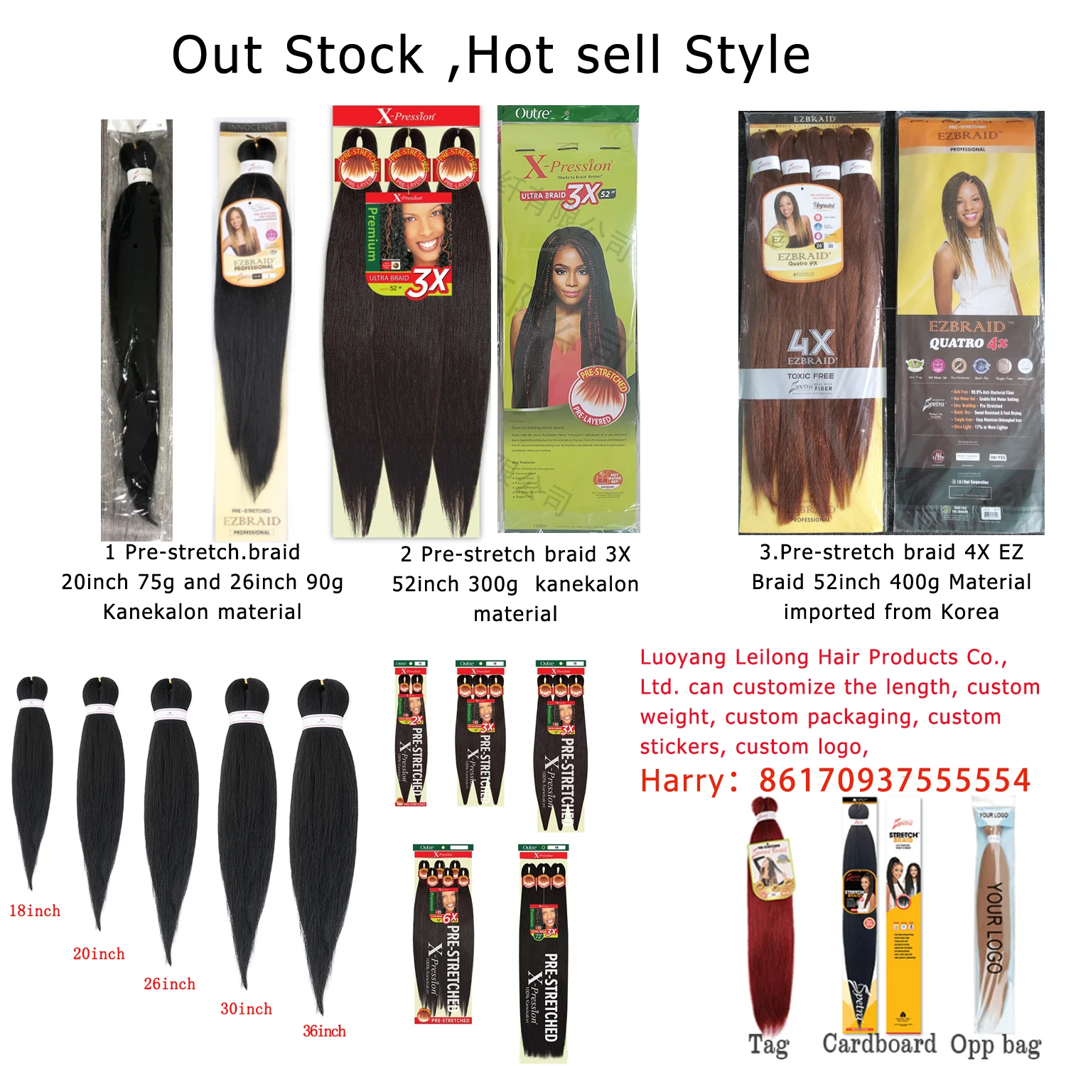 New Color Pre Stretched Ez Braids X Pression Synthetic 52inch Pre Stretched Easy Braiding Hair