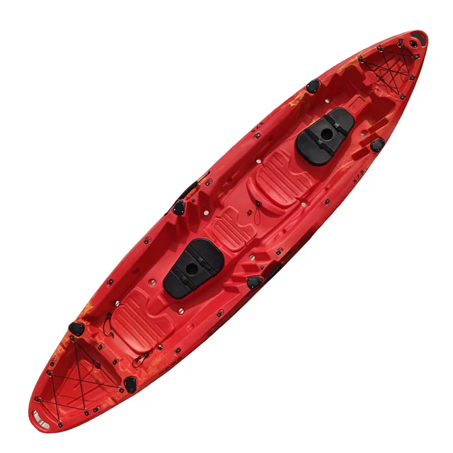 Professional 3.7M HDPE plastic three person sit on top kayak fishing kayak family(2+1) kayak with two big hatches