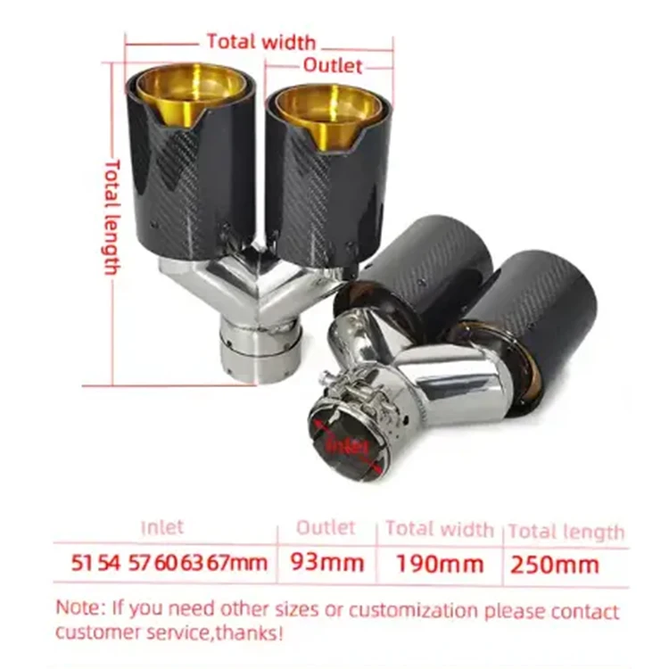 2X 車用ユニバーサルステンレススチールリア排気チップスクエア