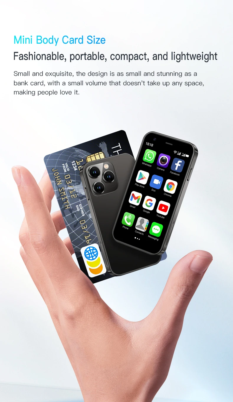 SOYES XS15 Mini Smart Mobile Phone 3.0 Inch Android 8.1 Smartphone 2GB RAM+16GB ROM Dual SIM Google Play Store 3G Cellphones