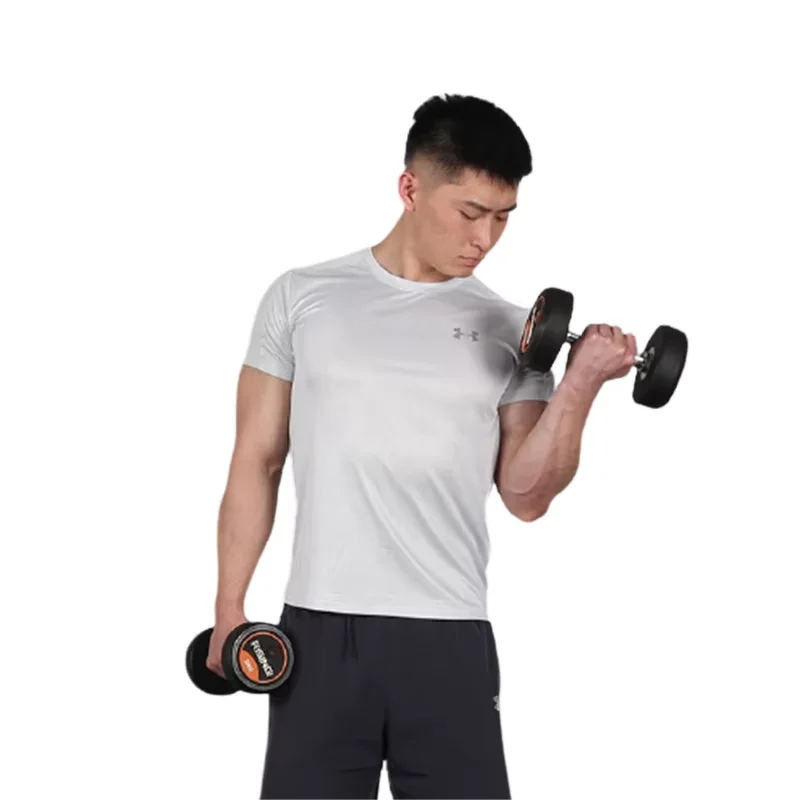 Rising Fitness Strength Training Free Weights Home Use Steel Core Black Unisex Rubber Bumper Dumbbells Set