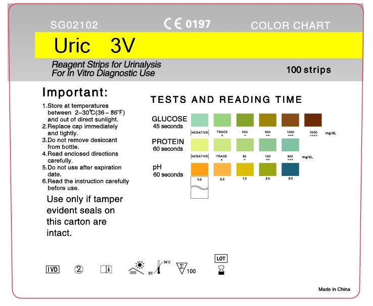 Uric- 3V Low Price Urine Test Strips 3 Parameters Self Home Test