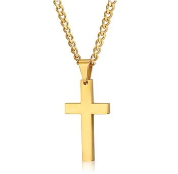 Wholesale High Quality Stainless Steel Gold Hip Hop Chain Small Cross Pendant Necklace for Men