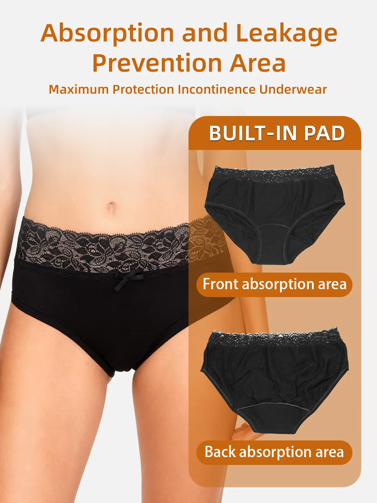 Women's Sexy High-Rise Incontinence Panties Ultra Leak-Proof Organic C - product detail 1