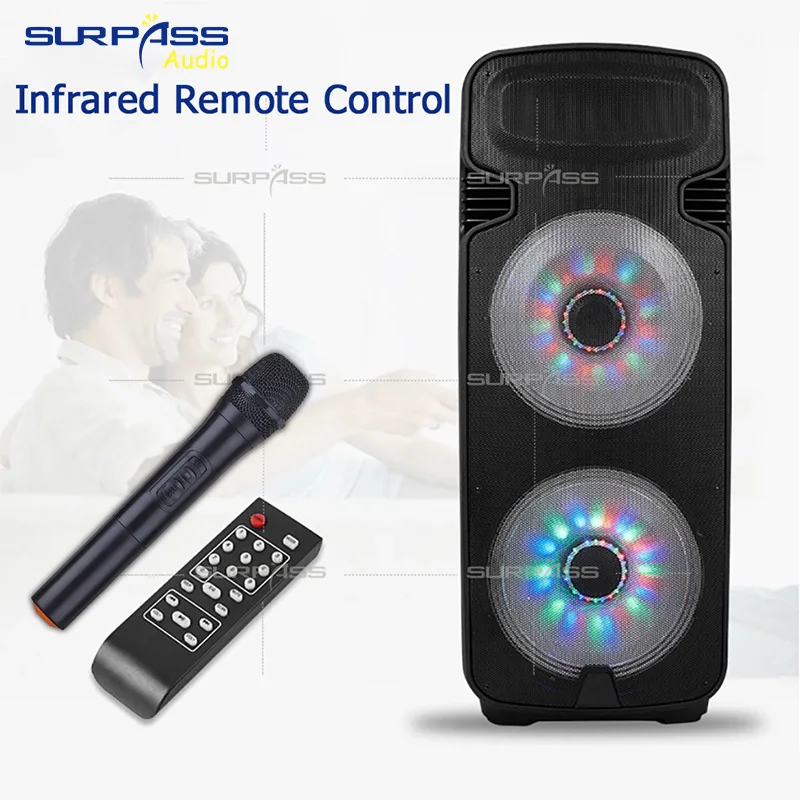 TB215 High Power 450W Double 15 Inch Bass Portable for Bluetooth Wireless Outdoor Trolley Speaker Handheld Microphone Blue Tooth