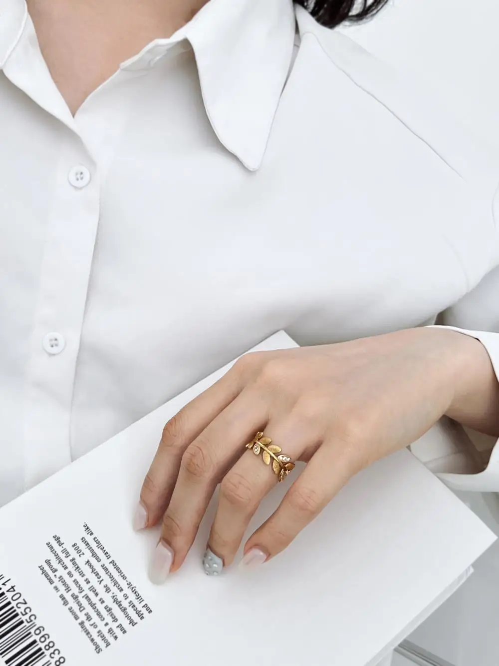 KAKODIY Lvy gold plated leaf engagement wedding 5A zircon 925 Sterling Silver ring for women detail 1