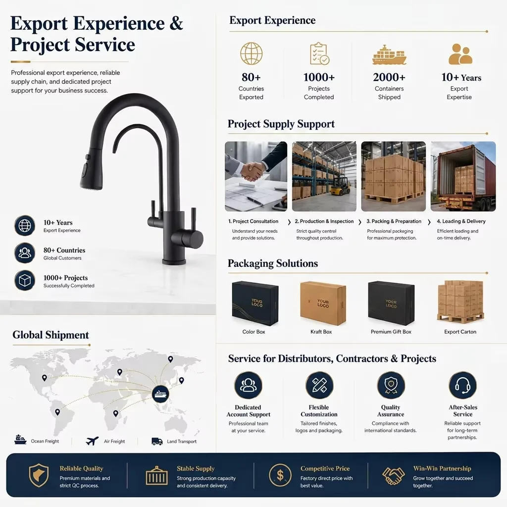 3-Way Kitchen Faucet Spray Functions Kitchen faucet pull-out spray head and dual outlet configuration